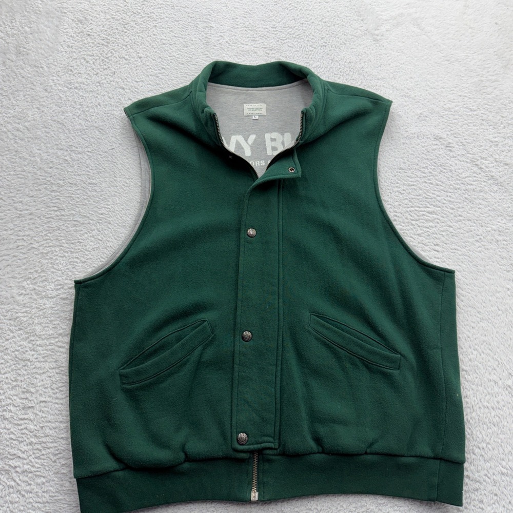 United Colors of Benetton Mens Green Cotton Fleece Zip Up Vest Made in Italy L